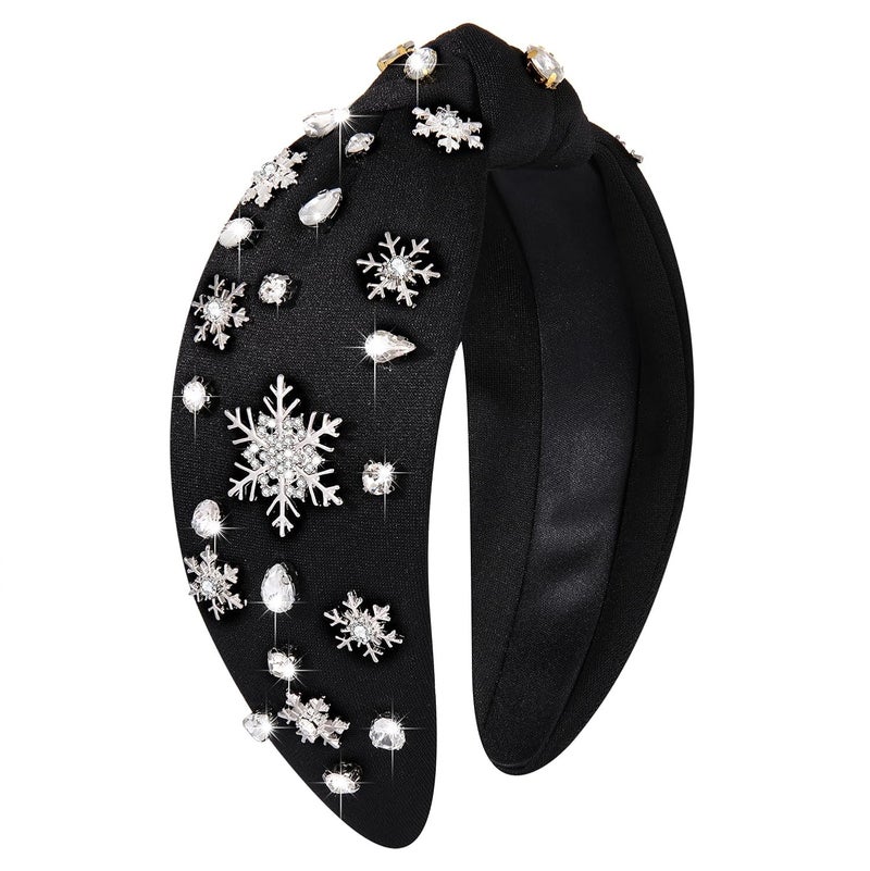 MOLOCH Christmas Headband for Women Christmas Snowflake Charm Knotted Headband Jeweled Crystal Xmas Head Band Xmas Decorations Gifts - Image 1